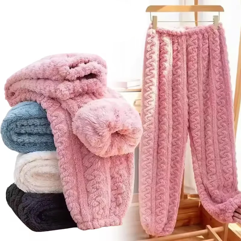 

Winter Women Pants Thermal Warm Trousers Velvet Pajama Pants Waist Home Women Casual Cashmere Trousers Autumn Home Sleep Clothes