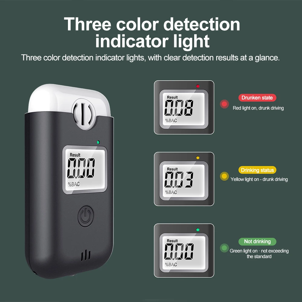 High Precision  Alcohol Tester Non-contact Breathalyzer Vehicle Portable Digital LCD Display Drunk Driving Test Tool