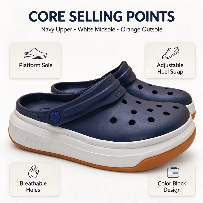 Crocs Fashion Full-speed Thick-soled Hole Shoes Summer Boys Heightening Non-slip Outdoor Beach Cool Slippers Stepping on Shit