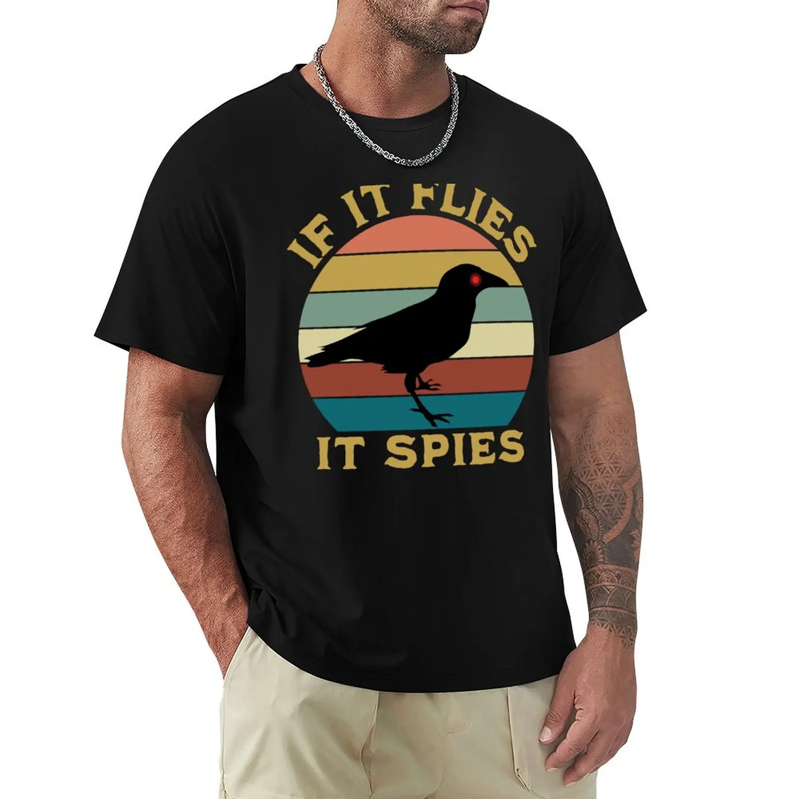 

If It Flies It Spies T-Shirt man t shirt summer top blue lock mens tall t shirts
