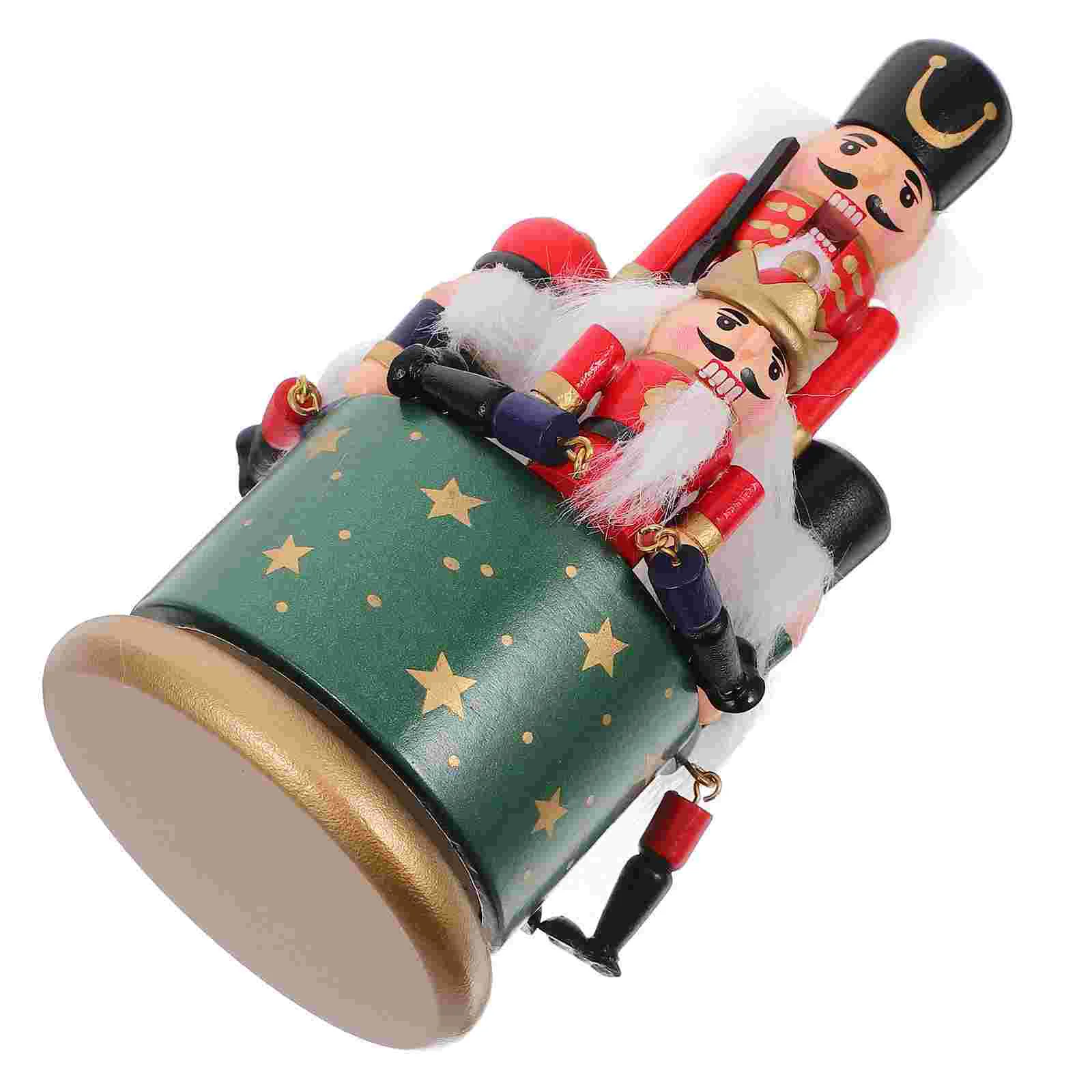 

Wooden Nutcracker Sound Box Office Ornaments for Crafts Christmas Figurines Metal Xmas Supplies