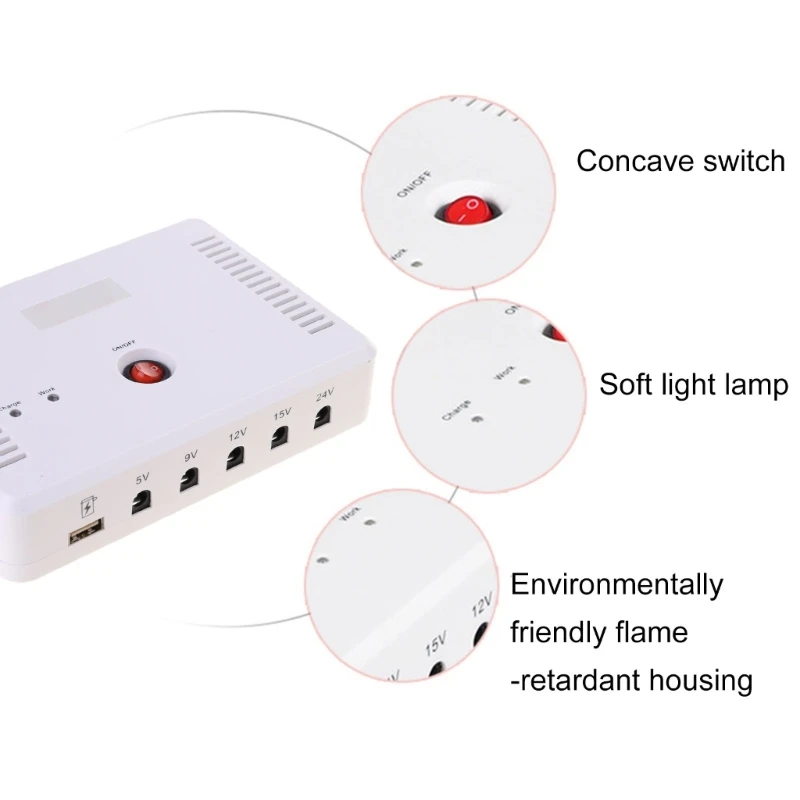 13200mAh UPS Battery Backup Power Supply for Routers and Cameras Supports 5V to 24V with Automatic Shut Function