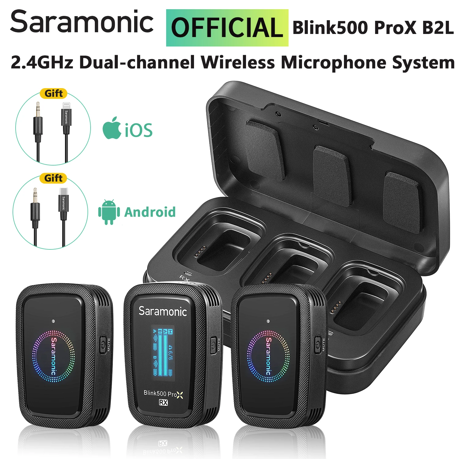 Saramonic Blink500 PROX B2L Wireless Lavalier Lapel Microphone for iPhone Android Smartphone DSLR Cameras Youtube Recording Vlog