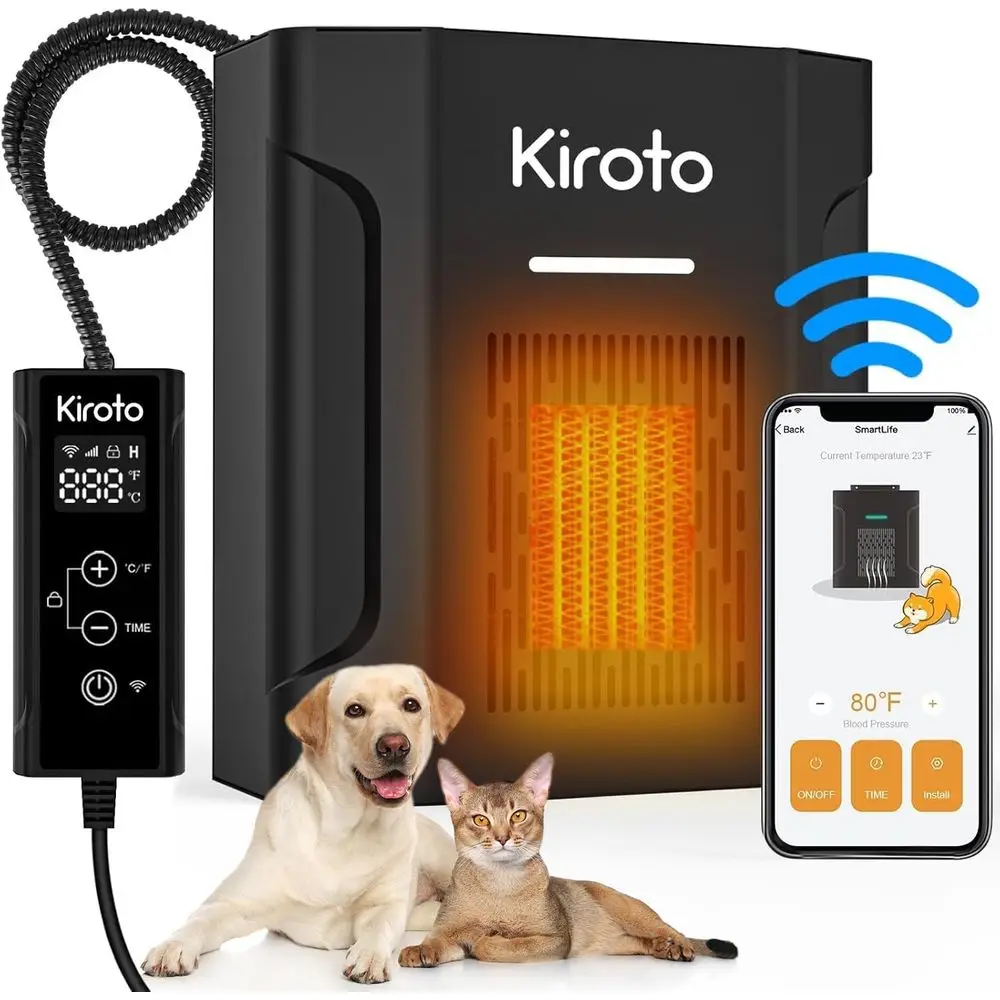 Dog House Heater With Thermostat, Dog Heater With Wifi Control, Pet House Heater For Outside Doghouse, 300w Chicken Coop Heater