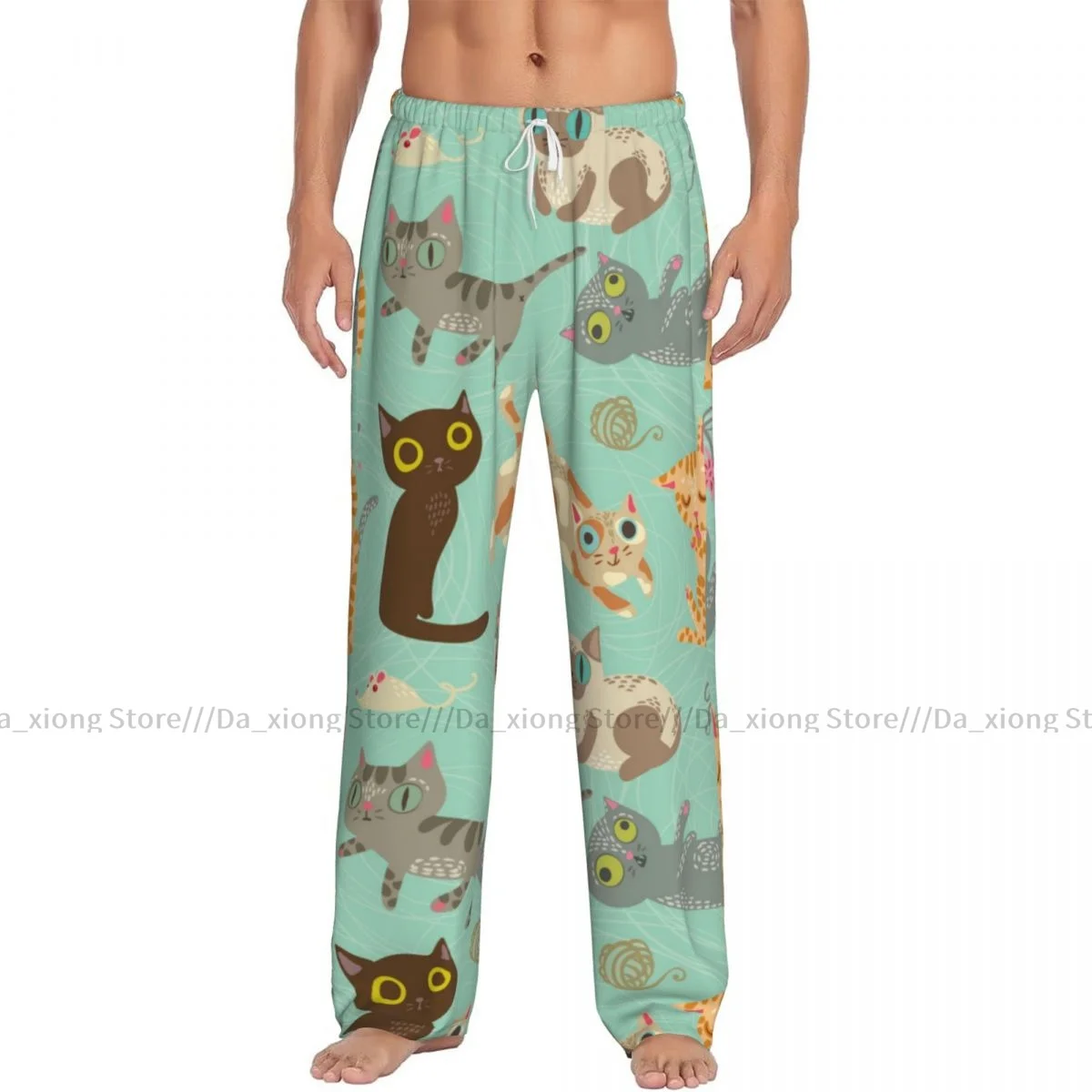 Cats Mushrooms Mens Pajamas Pyjamas Pants Lounge Pants Sleep Bottoms