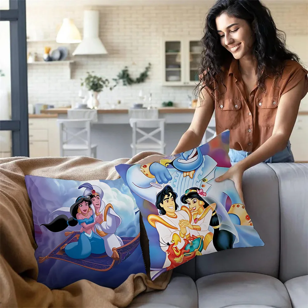 Cartoon Kawaii Aladdin Pillow Covers Cartoon Sofa Decorative Home Double-sided Printing Short Plush Cute Cushion Cover