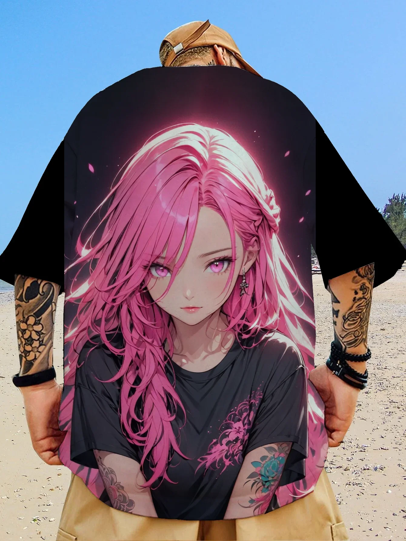 

2025 Fashion Men's T-Shirts Anime Character Tee 3D Sexy Beauty Print T Shirt Casual Streetwear Loose Oversized Short Sleeve Tops