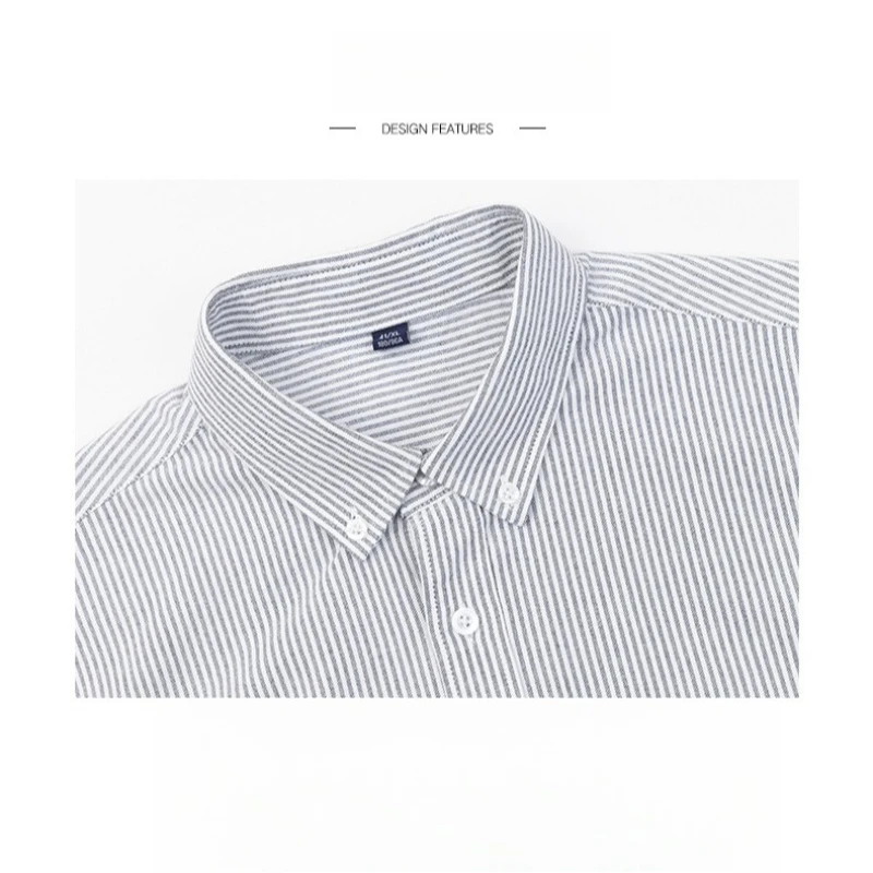 قميص رجالي مكون من 5 نجوم! كم طويل مخطط على الطراز الكوري، 100% قطن للجنسين