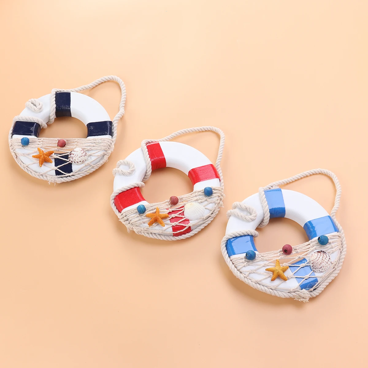 

3 Pcs Life Savers Lifebuoy Decorations Wall Hanging Ornament Fishing Net Pendant