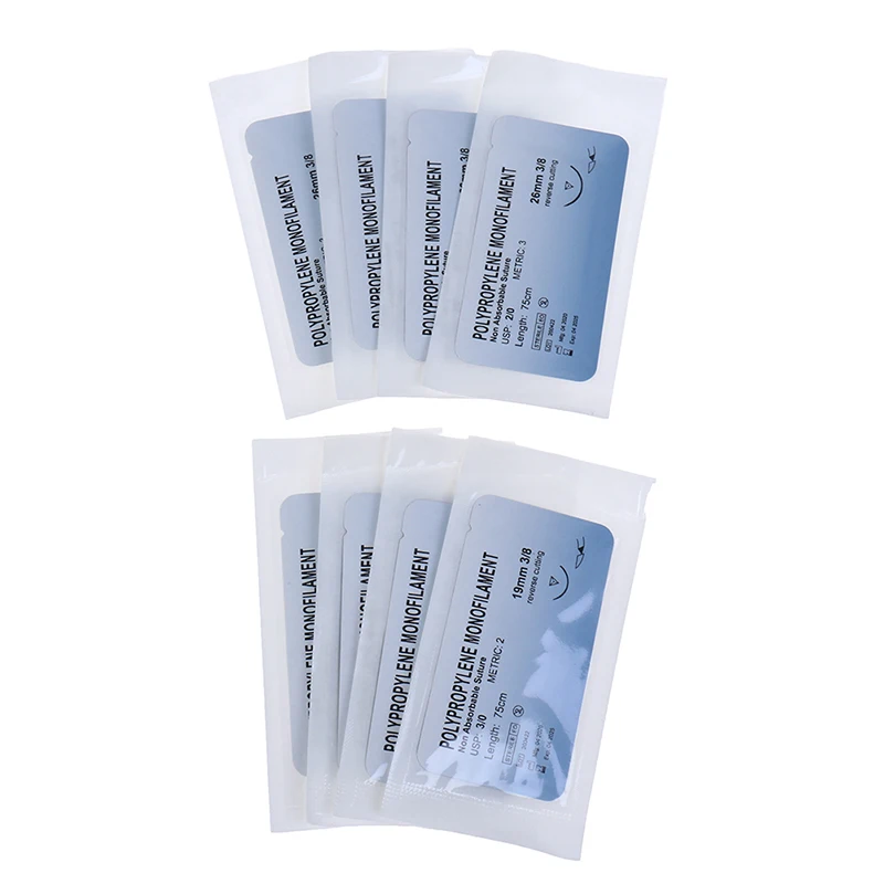 HOT！12PCS 2/0 3/0 4/0 Needle Suture Nylon Monofilament Non-injured Suture  Thread Suture for  Surgical Suture Tool HOT