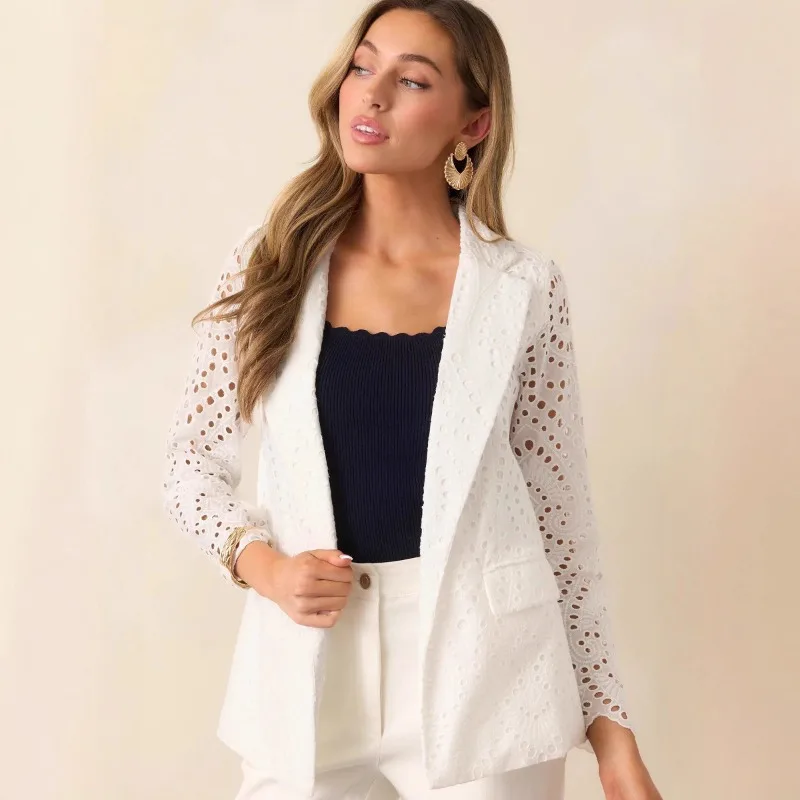 

2025 Spring and Autumn New Product Fashion Charm 2025 Slim Button Hollow Coat for Women