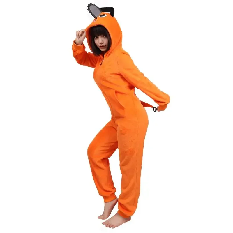 

WSIX adult pochitonesie pajamas Denji cosplay slim sleepwear with pockets flannel cartoon pajamas sleepwear