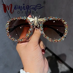 Luxury Bee Sunglasses Women 2023 Metal Frame Rhinestone Vintage Ladies Sun Glasses Mens Sunglasses Fashion Shades lentes de sol