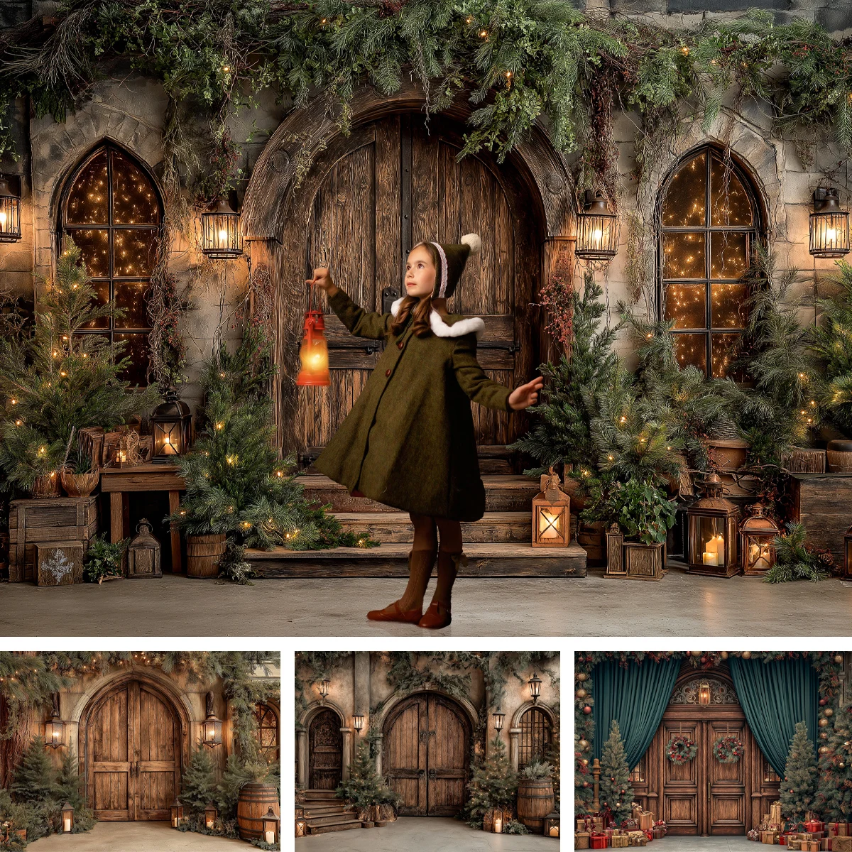 

Рождественский сарай, деревянные дверные фоны, реквизит для детской фотостудии, декор для взрослых и детей, рождественская елка, фон для фотосъемки