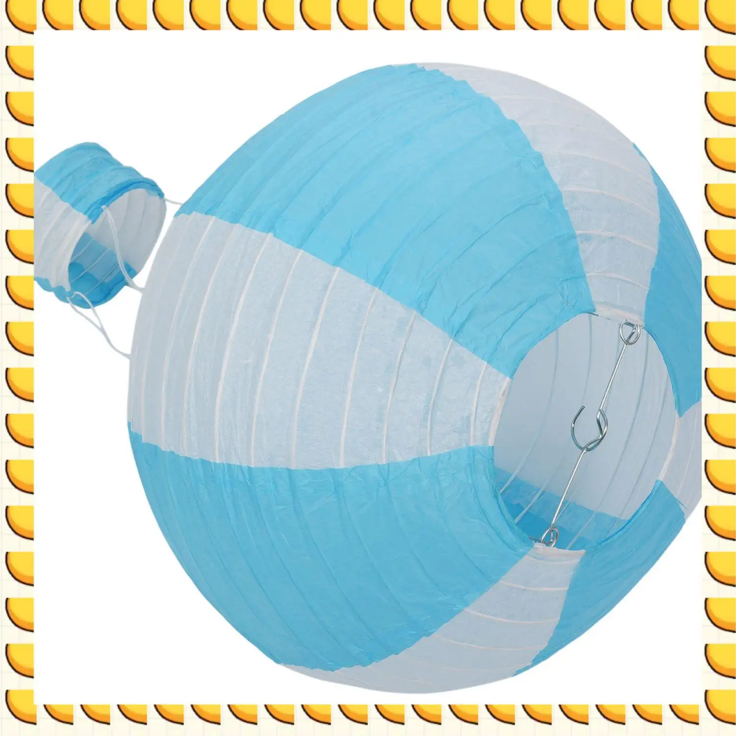 

BAAU 12Inch Hot Air Balloon Paper Lantern Lampshade Ceiling Light Wedding Party Decor, Blue Stripes