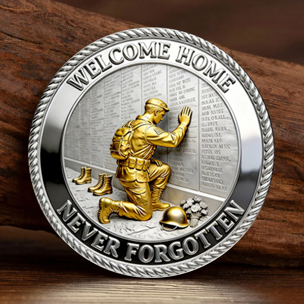 Vietnam Veteran Silvery Plated Collection Coin Welcome Home Never Forgotten Commemoration Coin