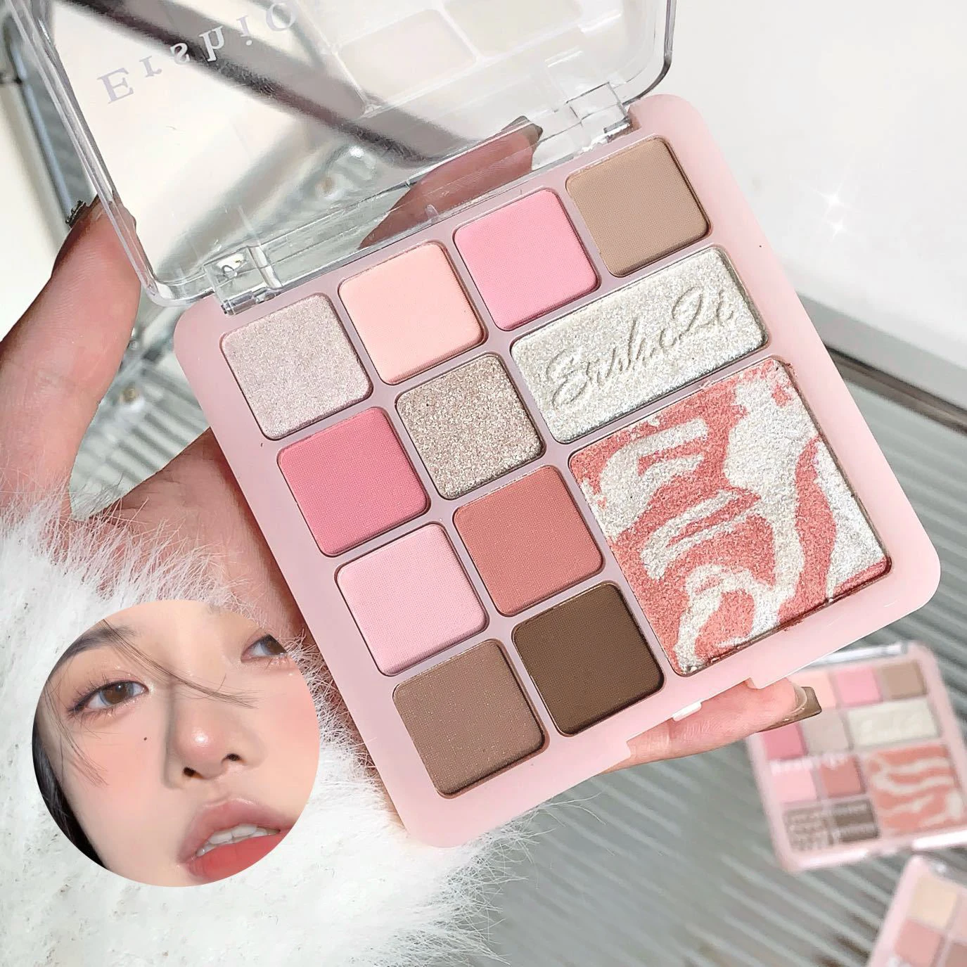 フラワー パウダー ミスト 総合パレット ローズ ミルク ティー パール光沢 マット ラージ アース カラー アイシャドウ ハイライト ブラッシュ オールインワン