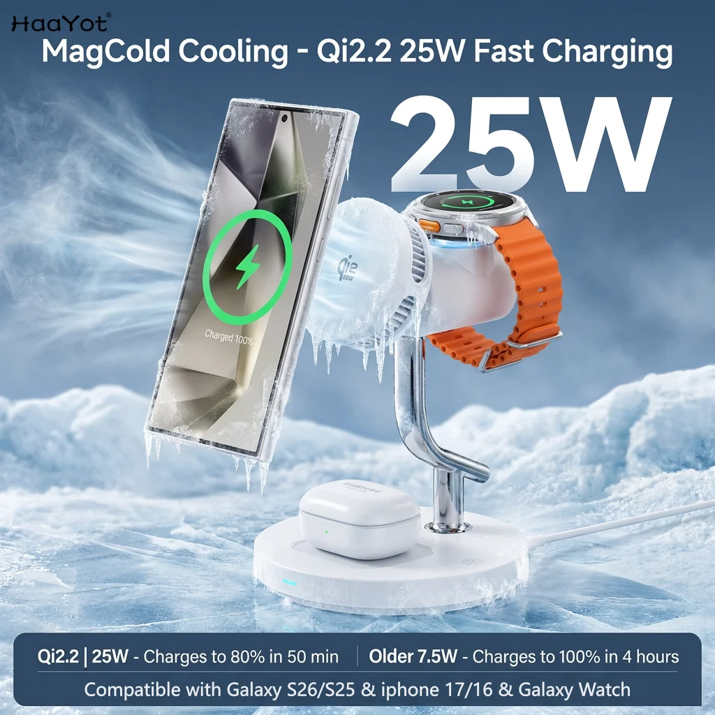 haayot-qi22-estacion-de-carga-inalambrica-magnetica-de-25w-con-enfriamiento-rapido-para-galaxy-s26-s25-ultra-iphone-17-16-galaxy-watch-y-buds-pro