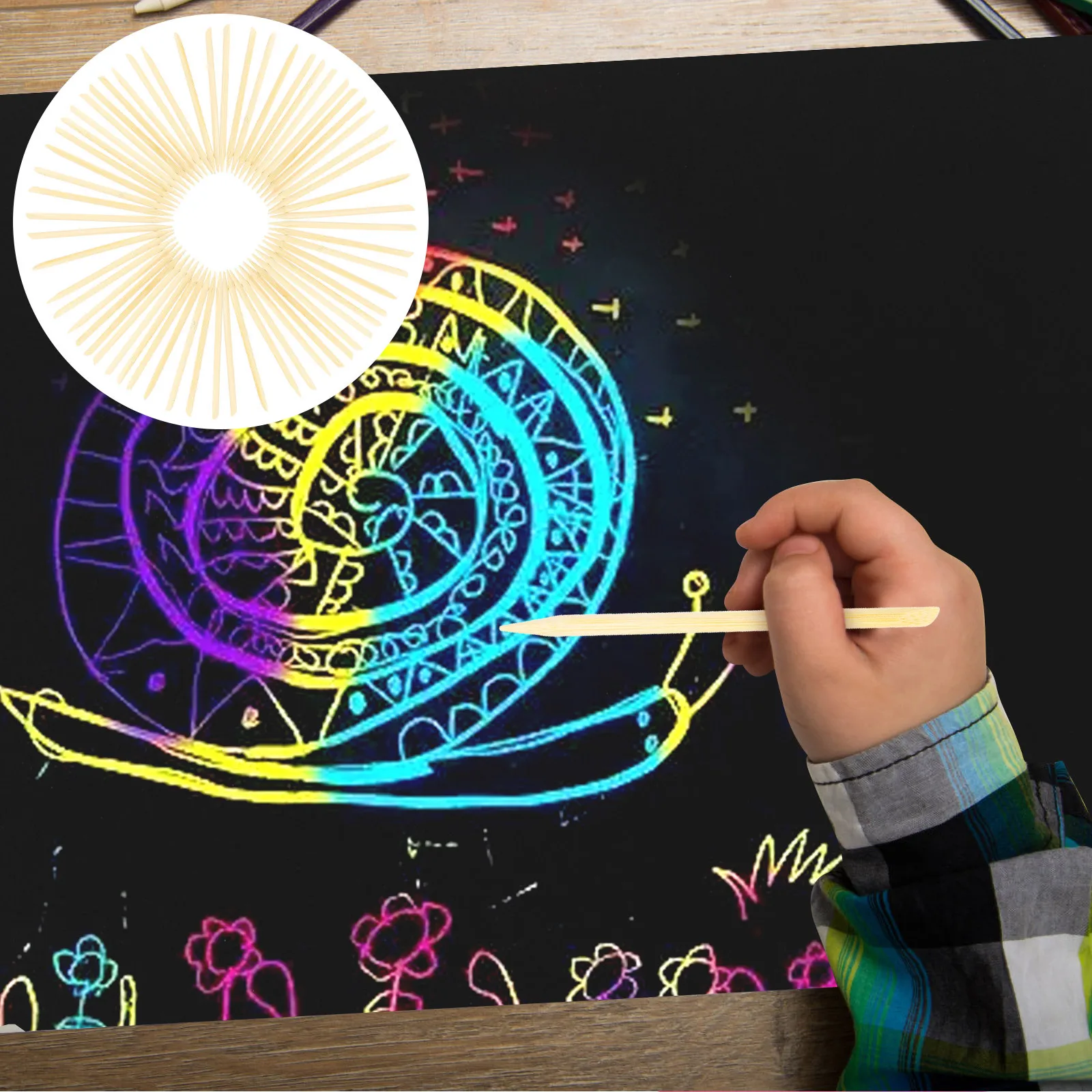 

100Pcs Double Head Bamboo Scratch Paper Pens Smooth Polished Art Sticks Scratch Painting Stylus for DIY Creativity Drawing