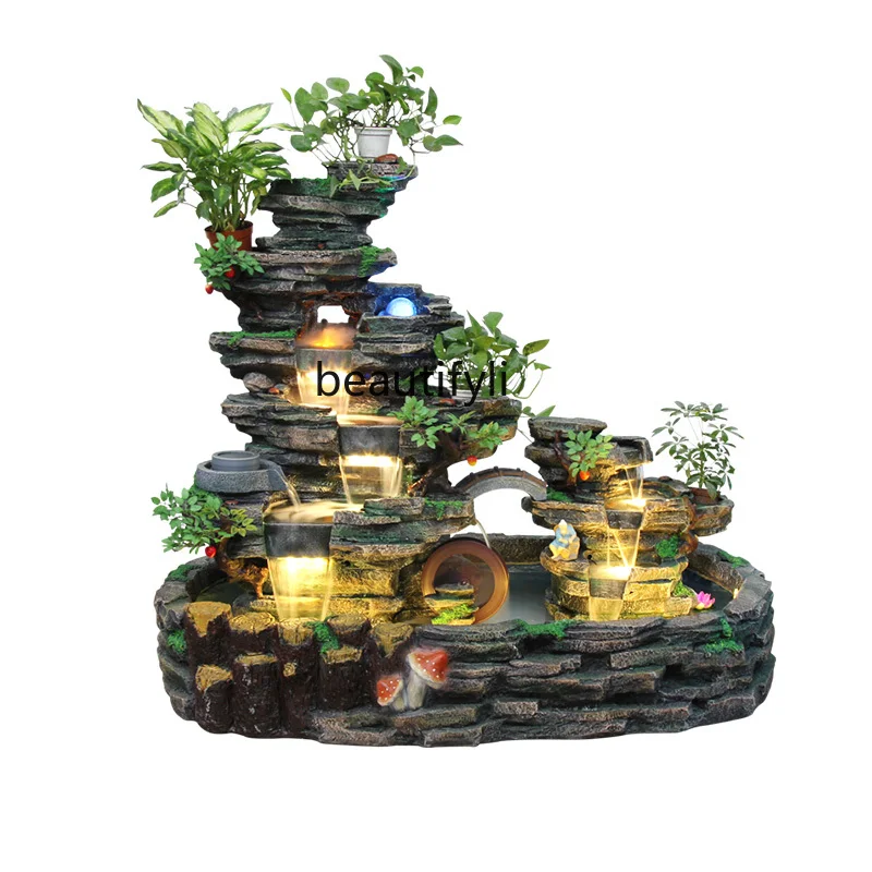 Villa Courtyard  Artificial Mountain and Fountain Fish Pond Landscaping Large Company Circulating Pool Yard Fortune Decoration