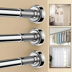 2pcs Silver Tension Rod Spring Curtain Rod Non Slip Tension Rods No Drilling Adjustable of Curtain Closet Kitchen Wardrobe