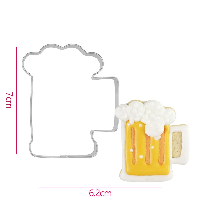 Beer Cookie Cutter Father's Day Biscuit Fondant Sandwich Bread Mold Stainless Steel Cookie Cut