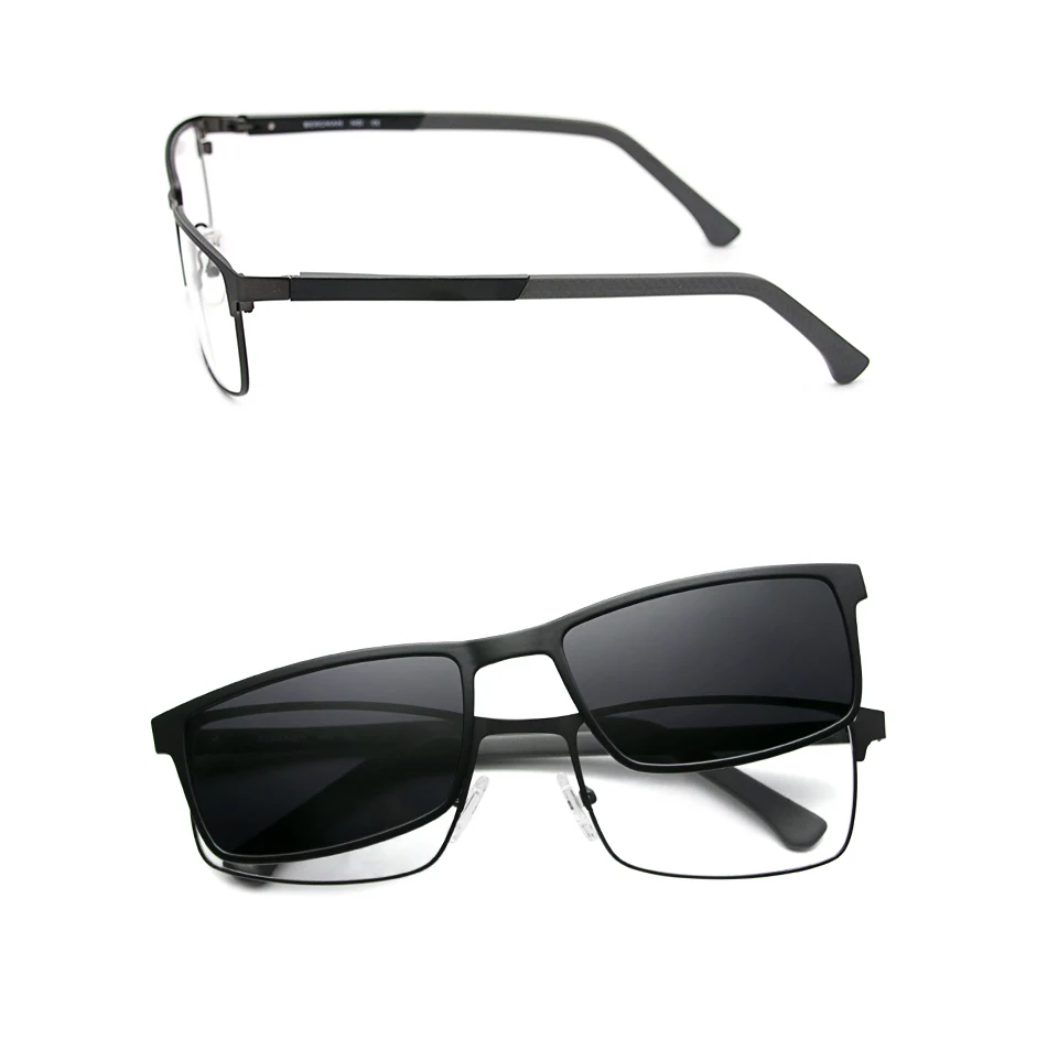 X110 Metall 2 in 1 neuen Stil Magnet clip auf Brille Rahmen polarisierte Sonnenbrille für Männer optische Computer brille uv400 – Detail 9