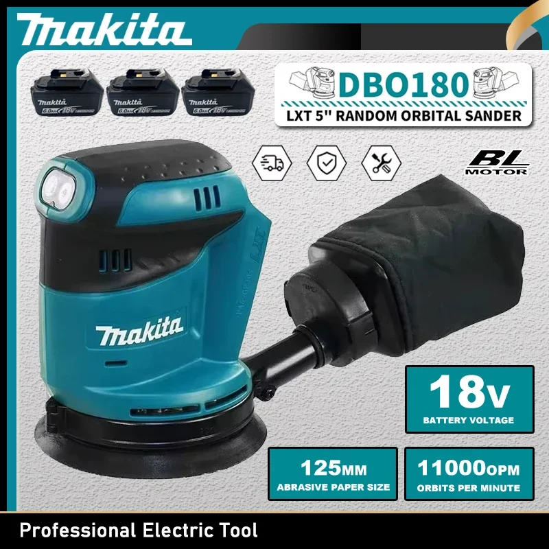 

Бесщеточная аккумуляторная эксцентриковая шлифовальная машина Makita DBO180Z 18В для обработки дерева, шлифовки и полировки (без АКБ и ЗУ)