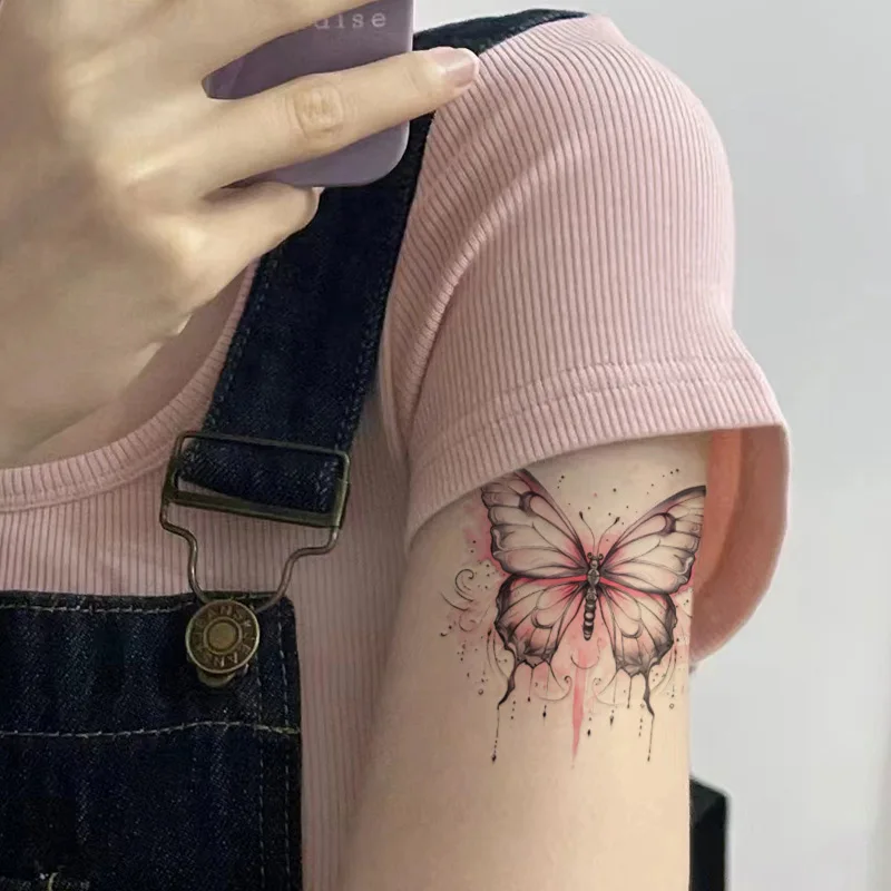 Dopamine Cute Bright Color Butterflies Waterproof Long Lasting Temporary Tattoos Kawaii Instagram Style Simple Tattoo Stickers