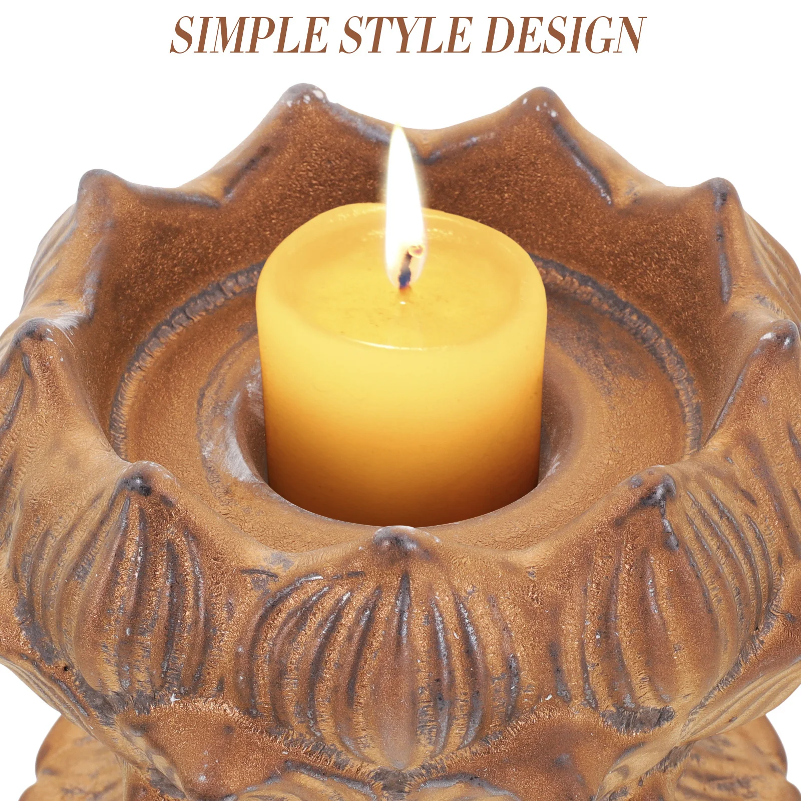 

Lotus Ceramic Holder Style Embossed Decorative Candlestick for Home Temple Decor Lotus Flower Holder