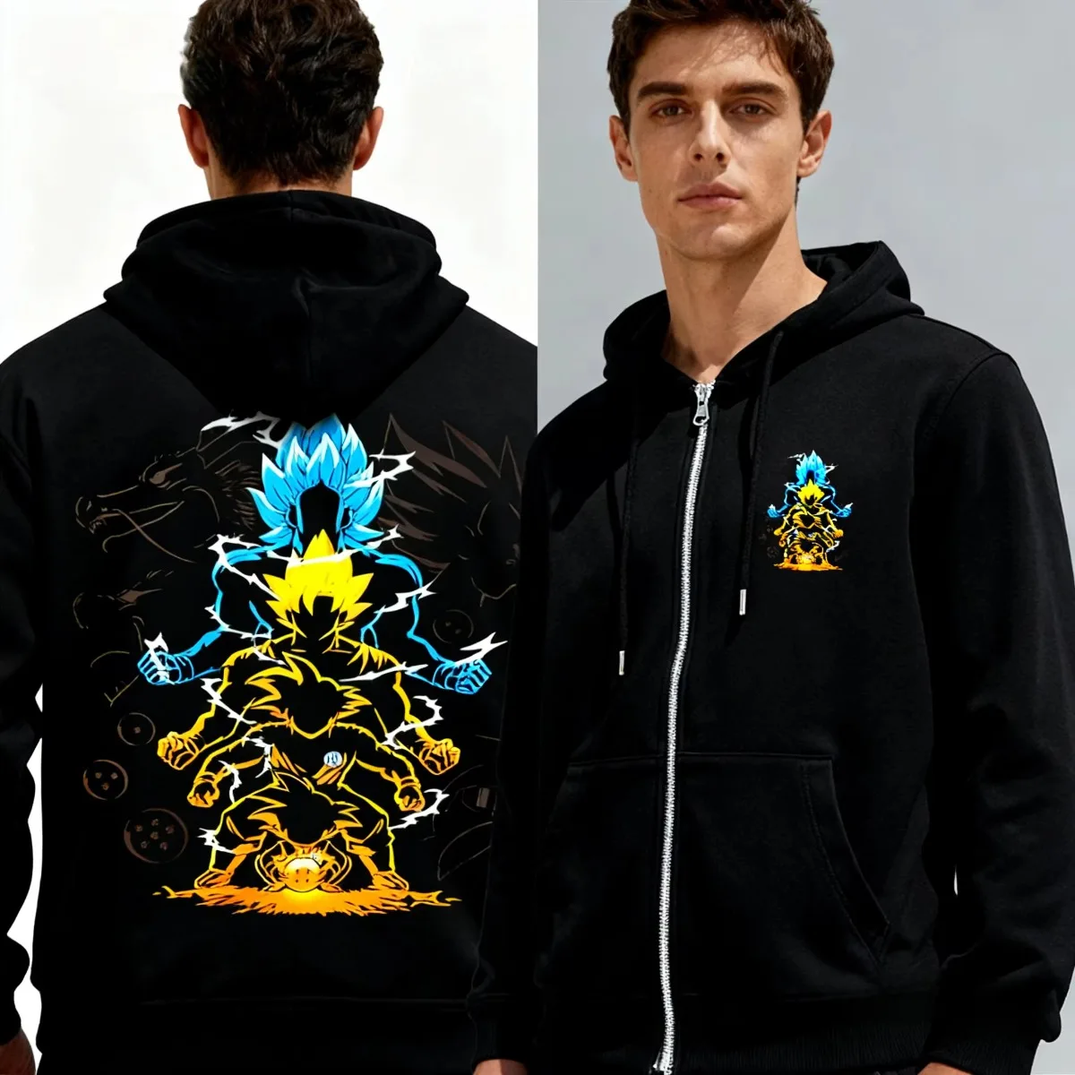 

Dragon Ball Z 2025 Новая популярная мужская куртка с капюшоном Bandai, хлопковая толстовка на молнии, пуловер с рисунком аниме, повседневная верхняя одежда для путешествий