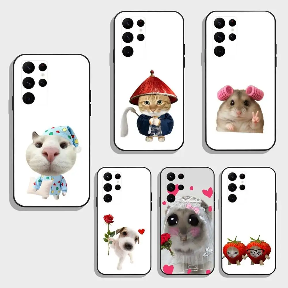 

Big-eyed goofy CAT Mouse Phone Case For Samsung S26,S25,S24,S23,S22,S21,S20,Ultra,Plus,FE Black Soft Cover