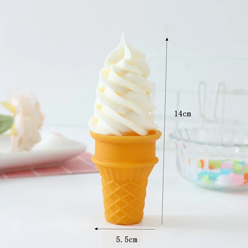 Simulation Crispy Ice Cream Model Realistic Artificial Food Model Fake Food Dessert Ice Cream Cone Photography Decorative Props