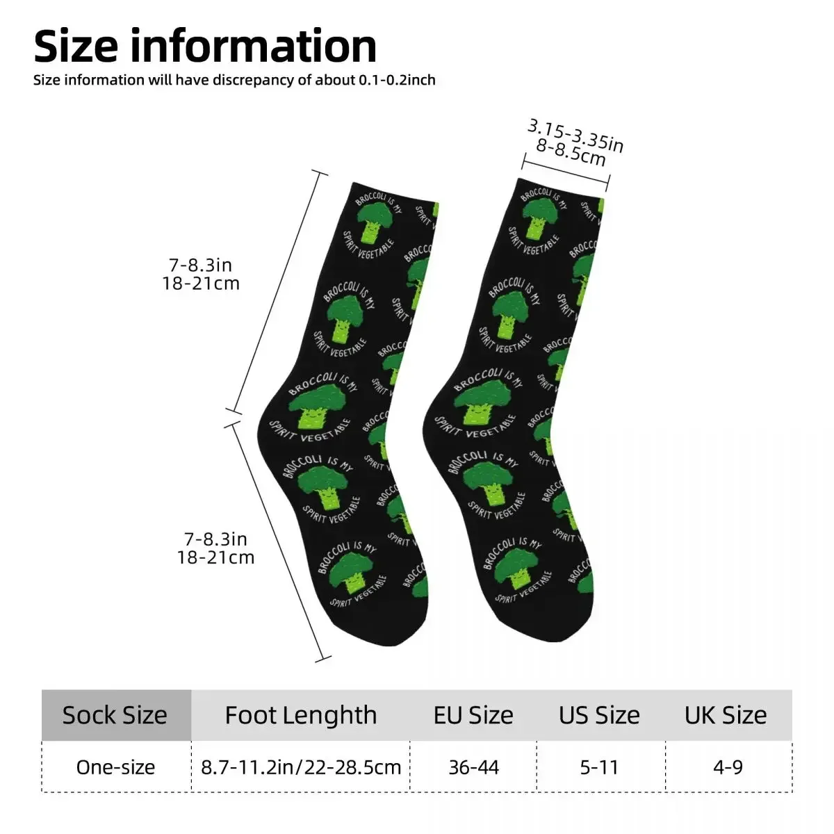 Broccoli Is My Spirit Vegetable Socks Harajuku Sweat Absorbing Stockings All Season Long Socks for Man Woman's Birthday Present