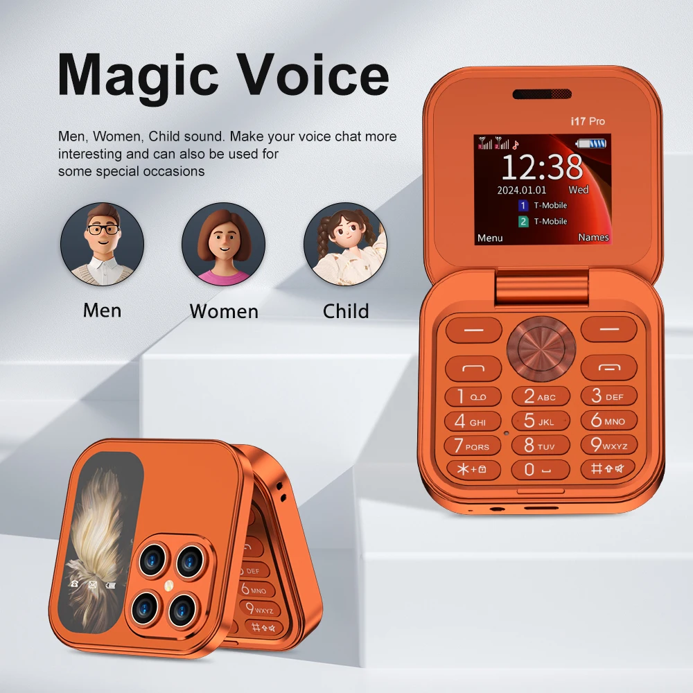 SERVO I17 PRO Mini Flip Mobile Phone 2G GSM Dual SIM Magic Voice Speed Dial Blacklist FM Radio Small Foldable Button Cellphones