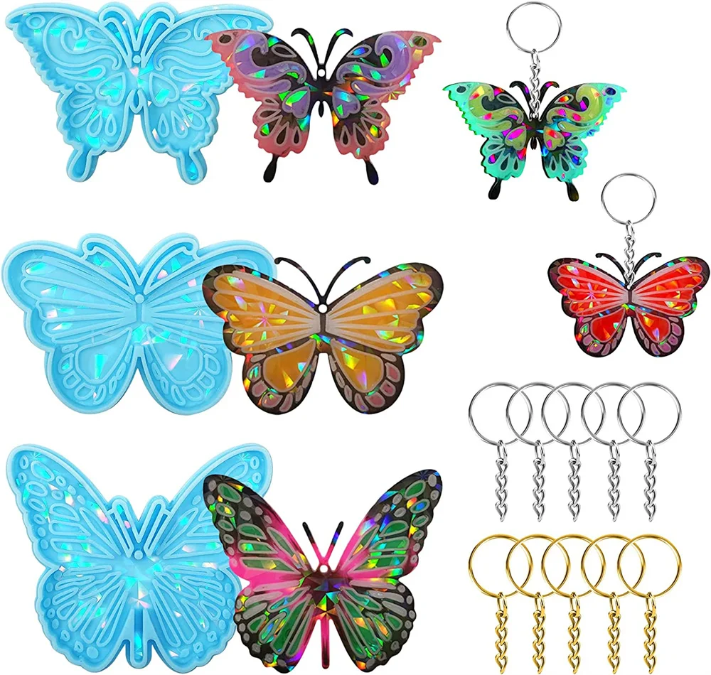 

Holographic Laser Butterfly Epoxy Resin Silicone Mold Casting Mould For DIY Necklace Keychain Making Supplies Accessories Decor