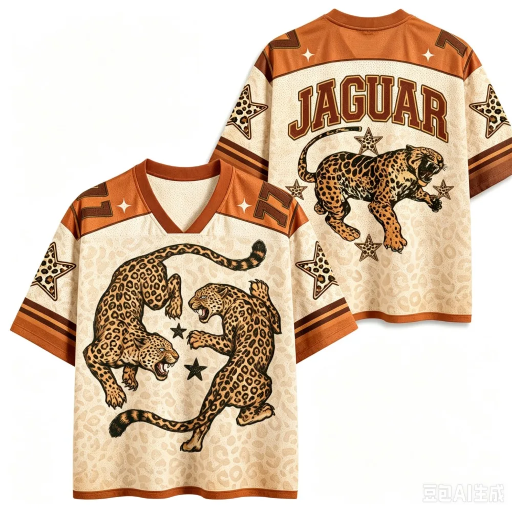 Fun Leopard 3DPrinting Men Plus-size V-NeckT-Shirt Outdoor Retro Breatha Quick-Drying Trendy Y2K Harajuku Parent-Child Clothing