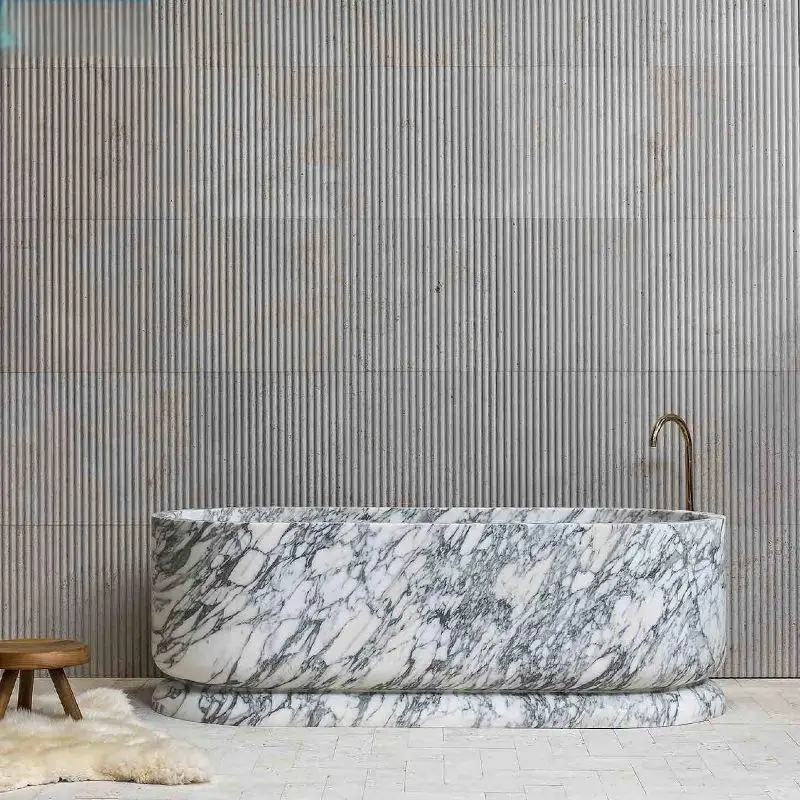 Natural Marble Bathtub , Luxury Double Soaking Tub,Custom-Made for HotelVilla, Artistic IndoorOutdoor Design, High-End&Durable image 4