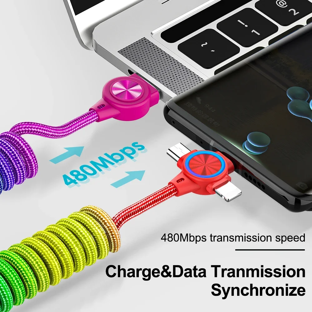 Kabel Data USB pengisian daya cepat, kabel Data USB pengisian daya Cepat 3A UNTUK iPhone Micro Xiaomi Huawei Tipe C 8 Pin