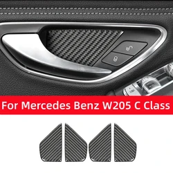 For Mercedes Benz W205 C180 C200 C300 C GLC Class Carbon Fiber Stickers Door Handle Bowl Trim Cover Car Interior Accessories