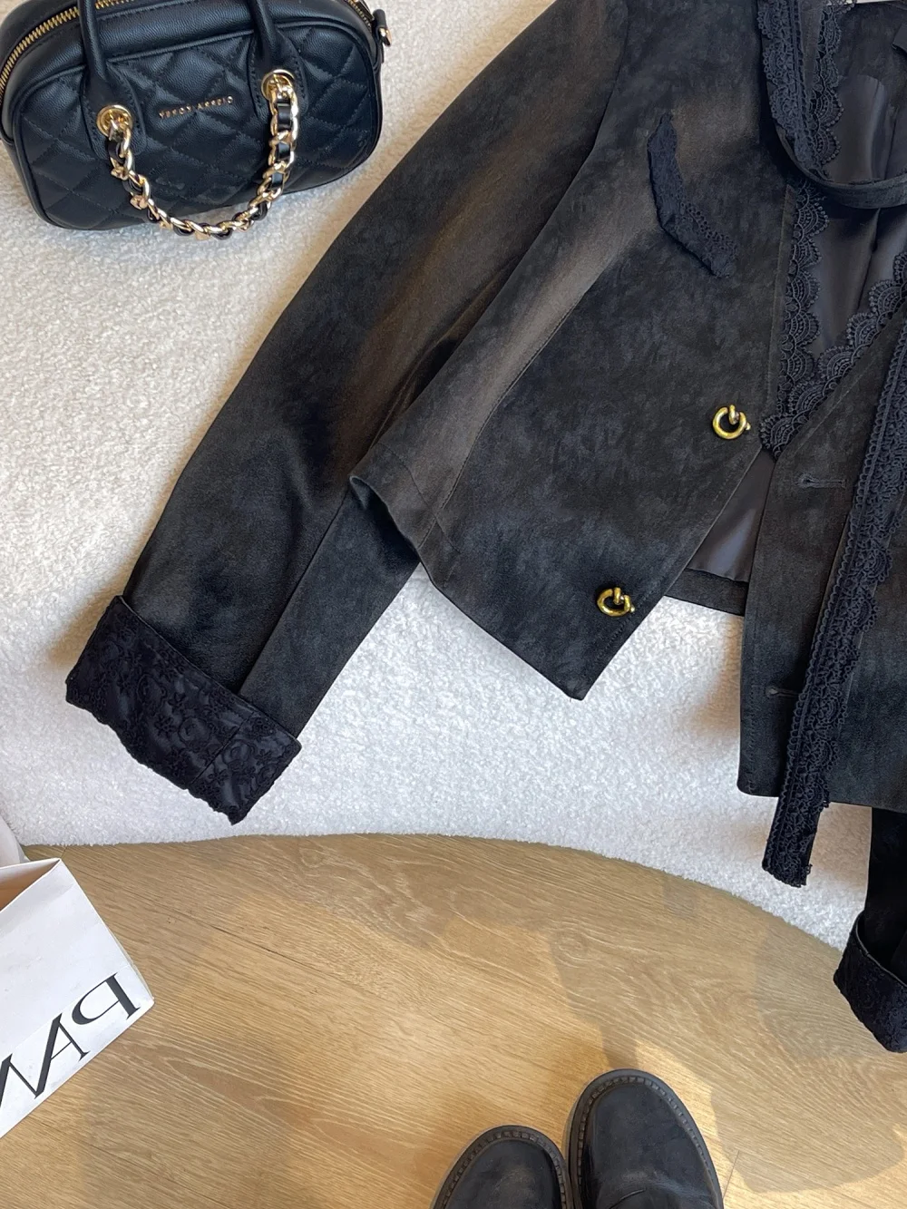 الرجعية Bla بولي Leather جلد الرجال Jaet الدانتيل تقليم الربط معطف دافئ ort خمر Sle العمل الثقيل ربيع الخريف النسخة الكورية #3