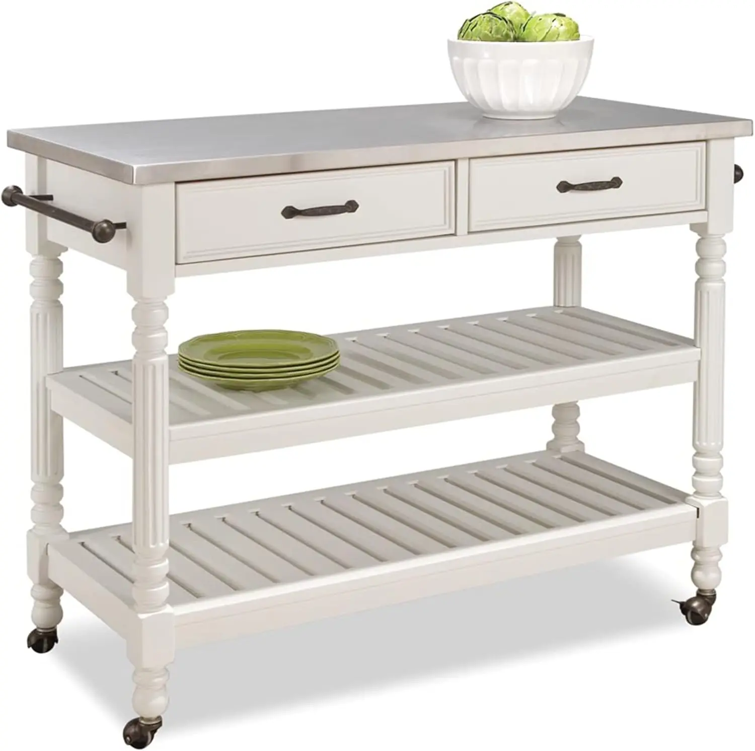 Home Styles Savanna White Kitchen Cart, Off White