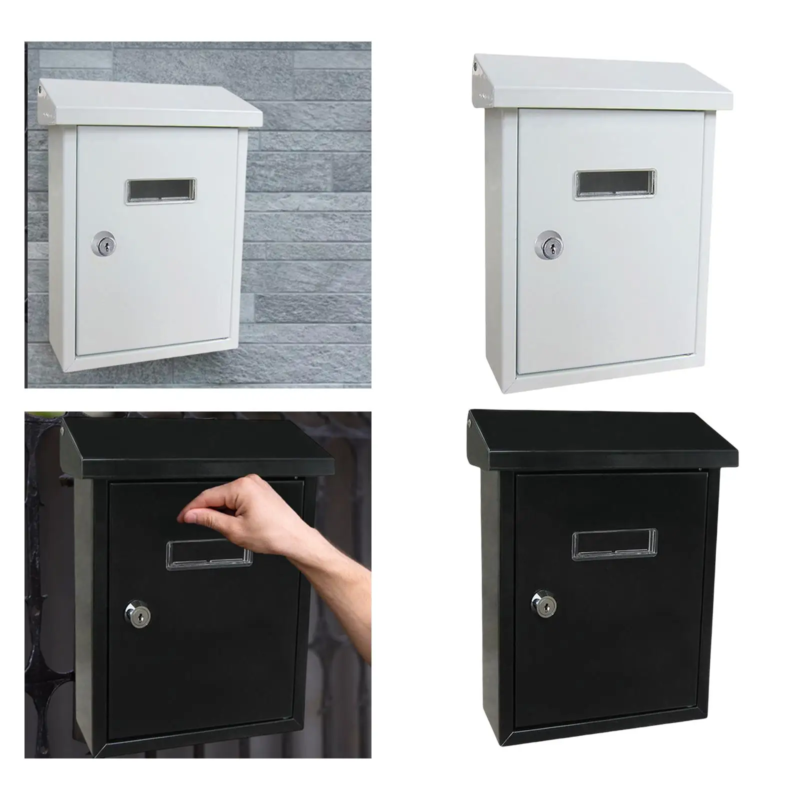 Lockable Wall Mount Mailbox Newspaper Letterbox Mail Box for Business Home Decor Office