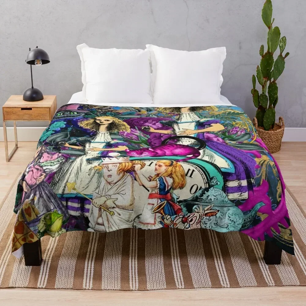 

alice wonderland, alice in vintage wonderland Throw Blanket Plush Fuzzy Cozy Blanket for Couch Sofa