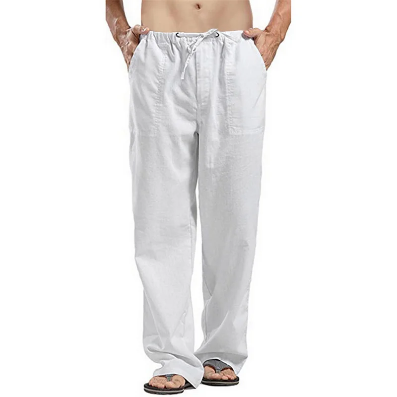 

Men beach pants jogging pants cotton and linen sports pants casual pants, Hawaiian vacation casual pants summer long styl