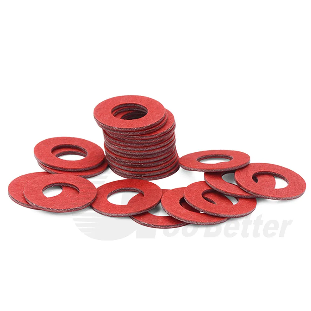 

100/200Pcs Red Steel Gasket M2 M2.5 M3 M4 M5 M6 Paper Fiber Insulating Flat Washer Insulation Plain Gasket Ring Meson Spacer