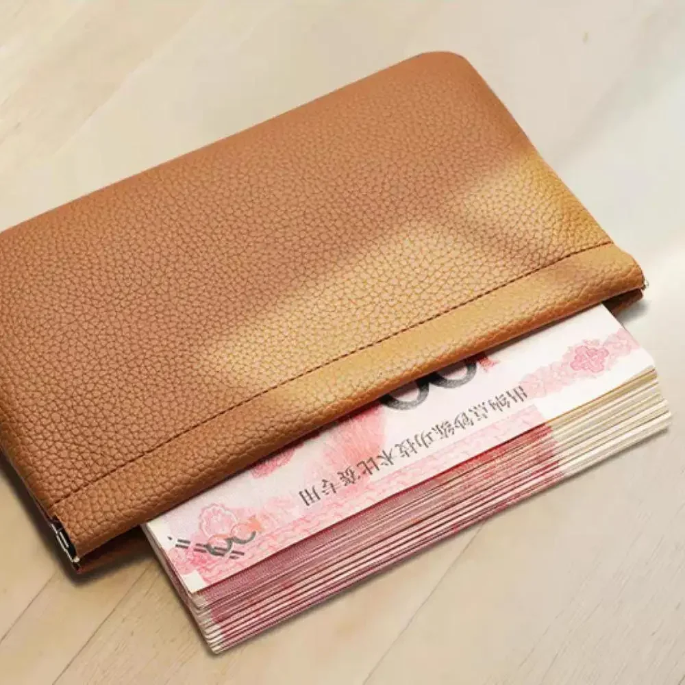 1pcs Self-closing Pu Leather Wallet Long Passport Driver's License ID Holder Headphone Data Cable Storage Cash Pouch Coin Purse