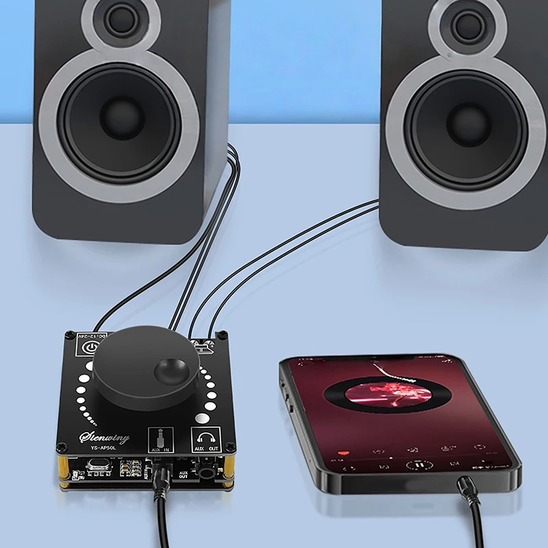 

1 Set Stereo 3.5MM AUX USB APP DC12V-24V YS-AP50L Bluetooth-compatible 5.0 50W+50W Power Digital Amplifier Board