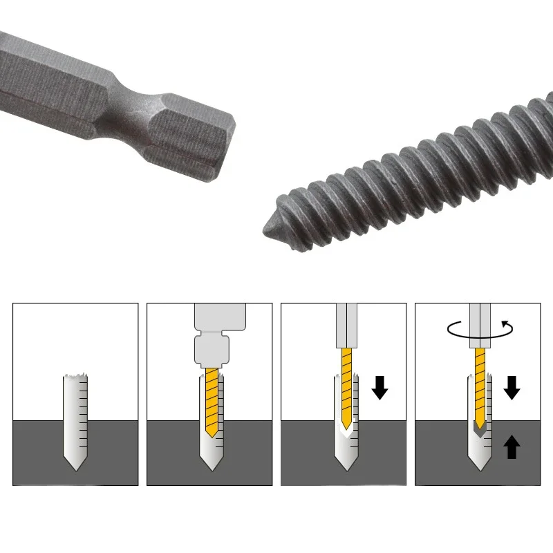 5PCS Set Broken Screw Extractor Center Drill Bits Guide Hex Shank Hand Tool for Metal Bolt Remover Damaged Screw Extractor Kit
