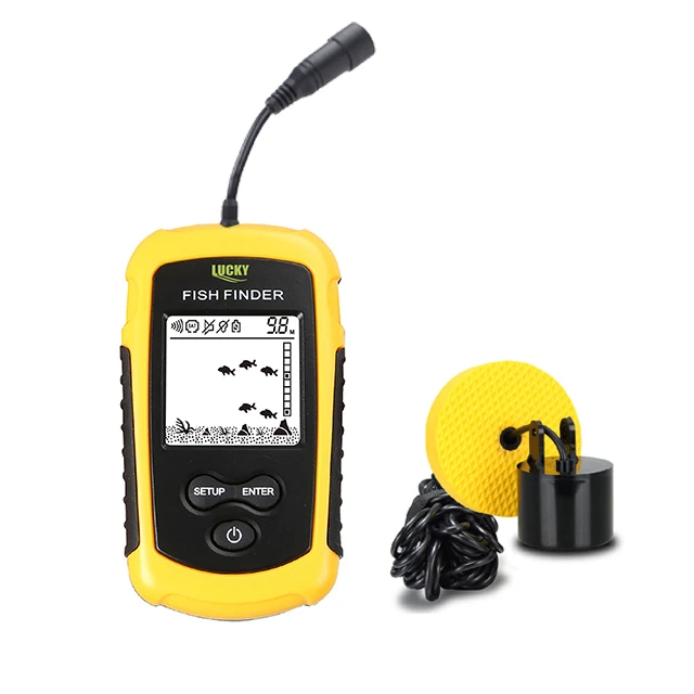 Lucky Sounder Fish Finder FF1108-T 2-дюймовый культовый дисплей с датчиком датчика Lucky Sounder Fish Finder FF1108-T 2-дюймовый культовый дисплей с датчиком датчика